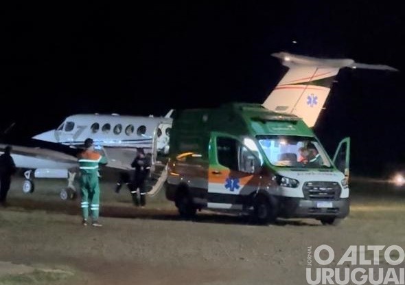 Paciente com 38% do corpo queimado é transferido de avião para Porto Alegre