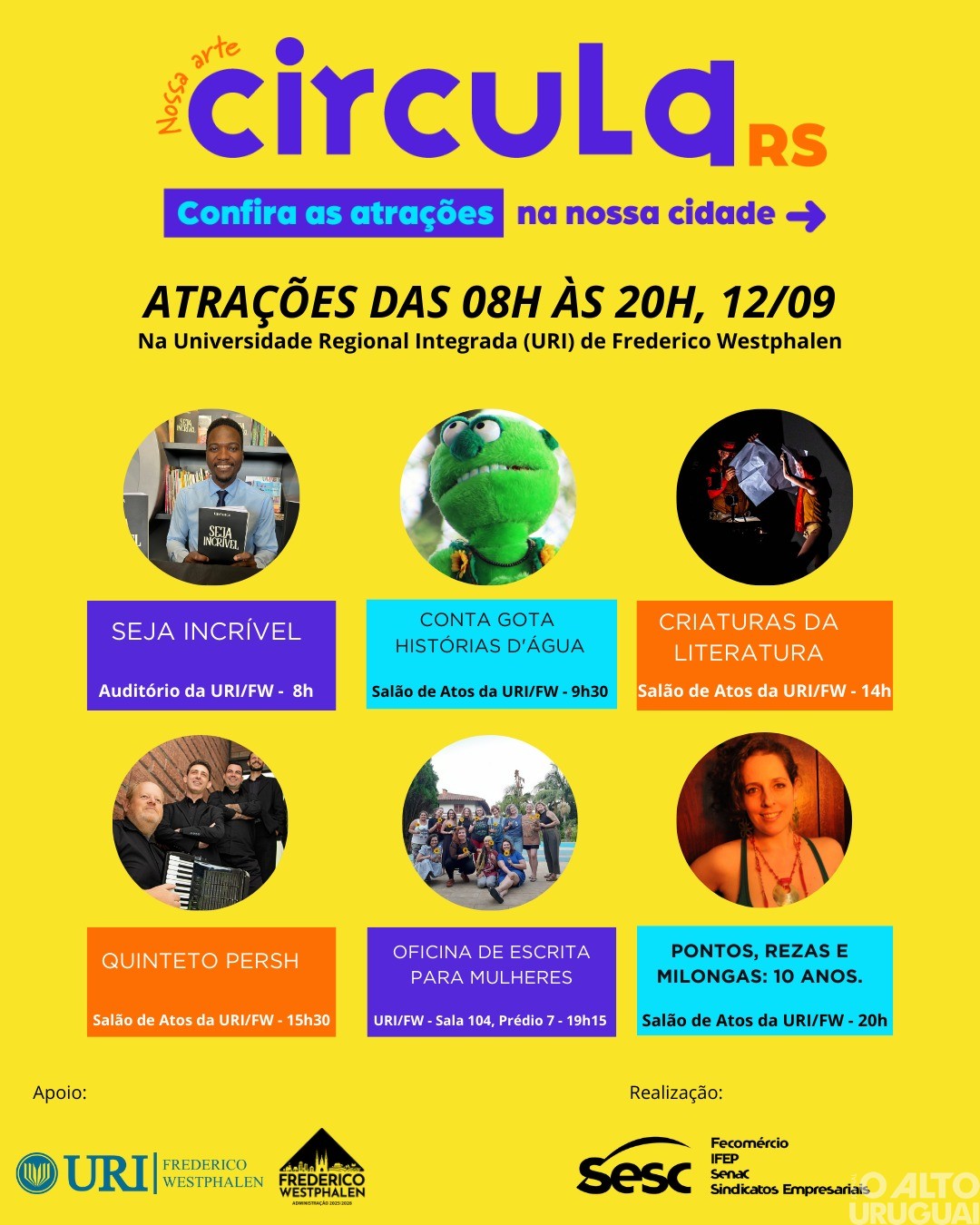 Sesc Nossa Arte Circula RS ocorre nesta sexta-feira em FW