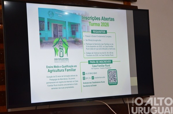 Casa Familiar Rural de FW abre inscrições para turma 2026