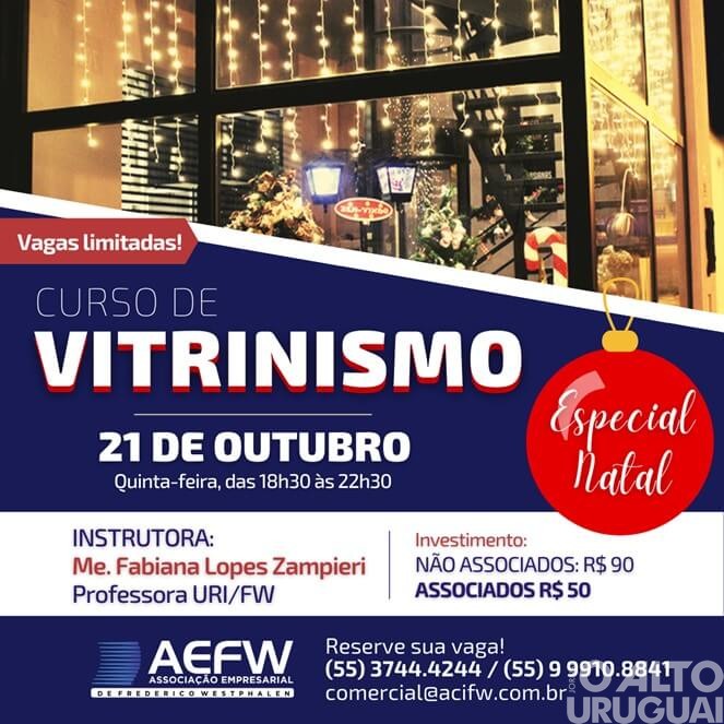 AEFW: curso de vitrinismo para o Natal acontece nesta quinta-feira