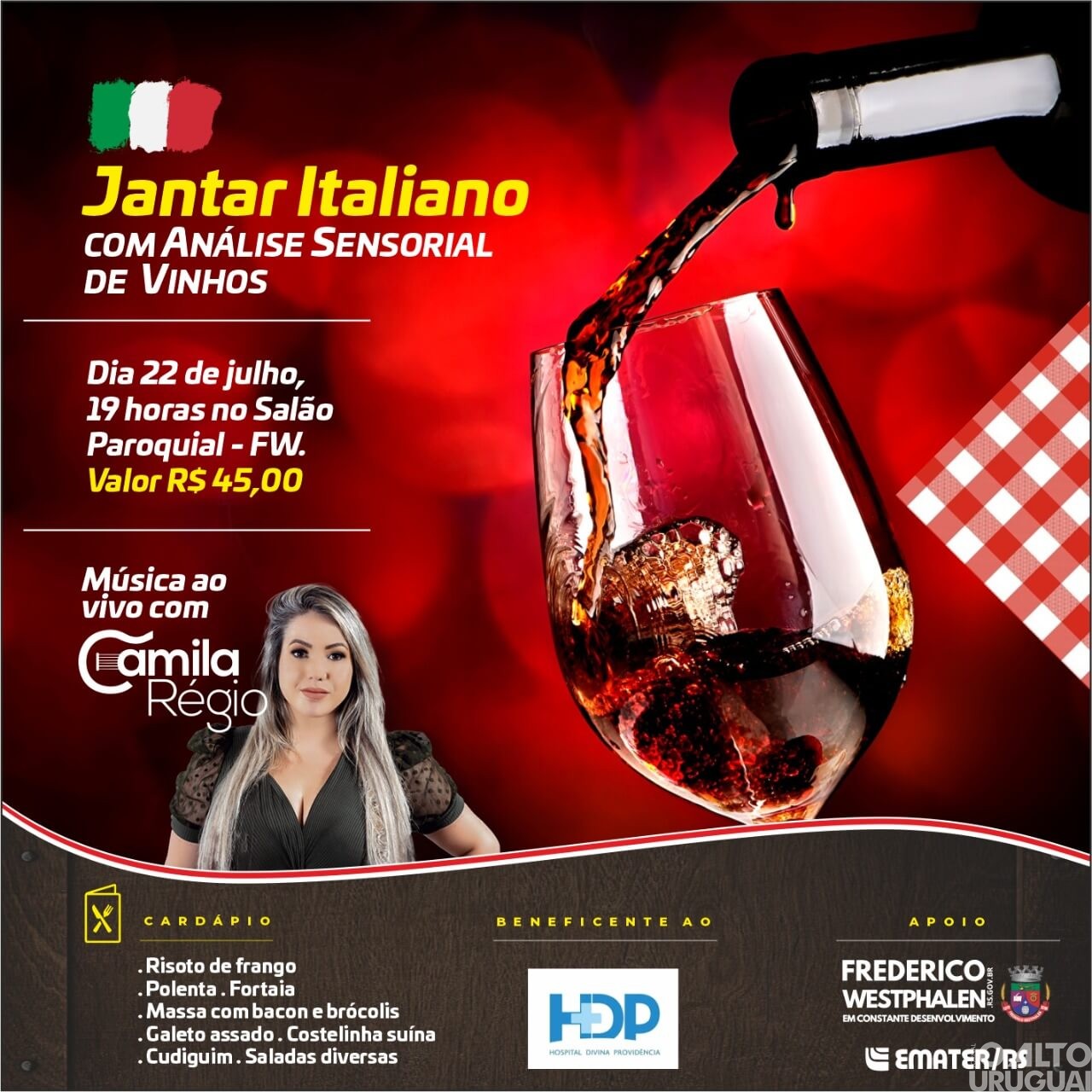 Jantar Italiano em prol do HDP será realizado em FW