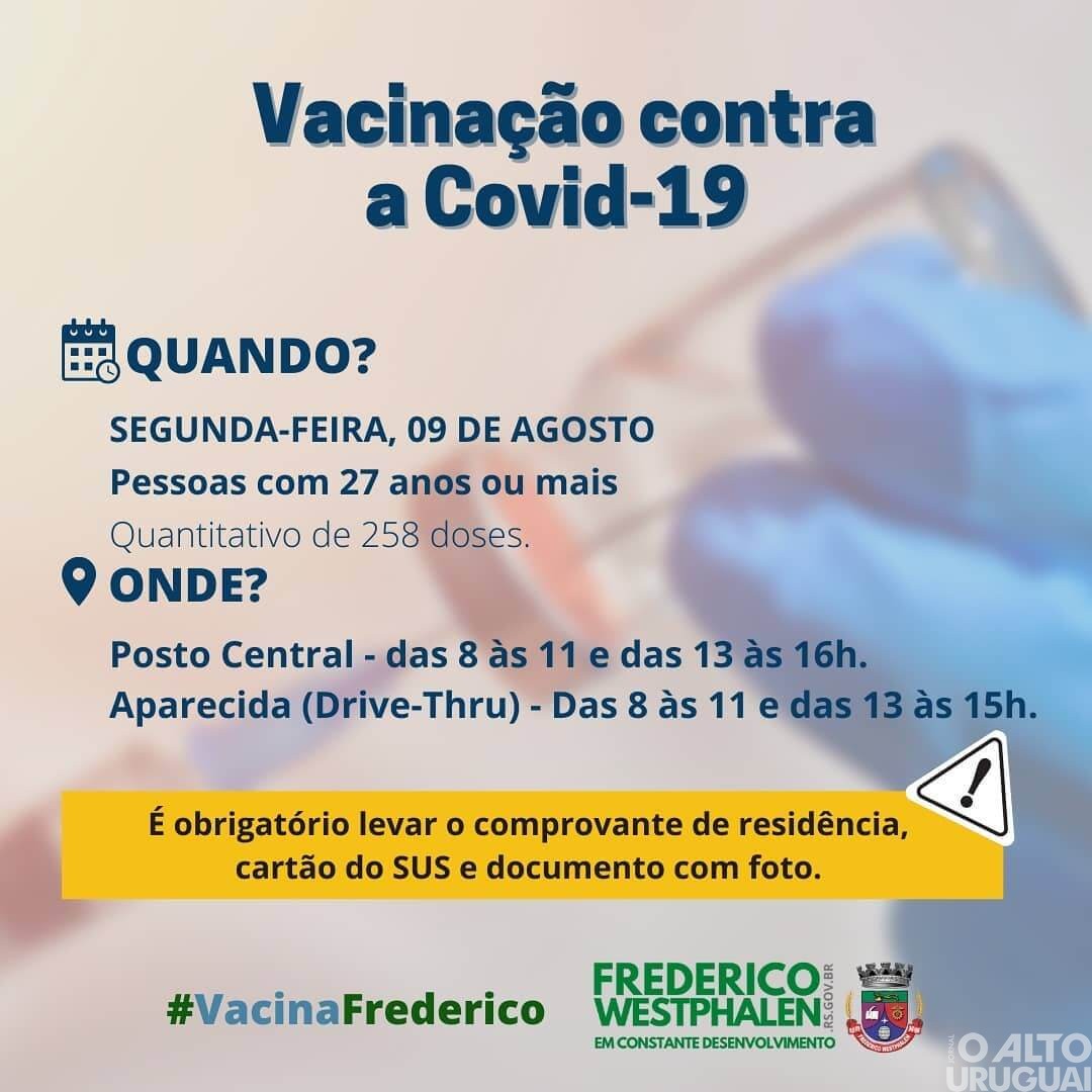 FW: vacinação para pessoas com 27 anos ou mais retorna nesta segunda-feira