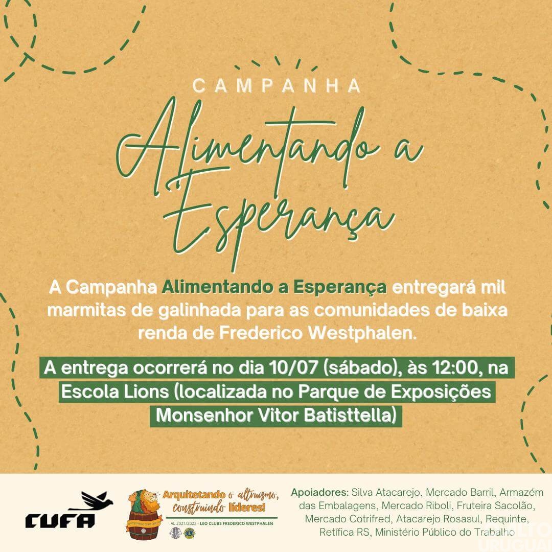 LEO Clube e Cufa-FW promovem campanha “Alimentando a Esperança”