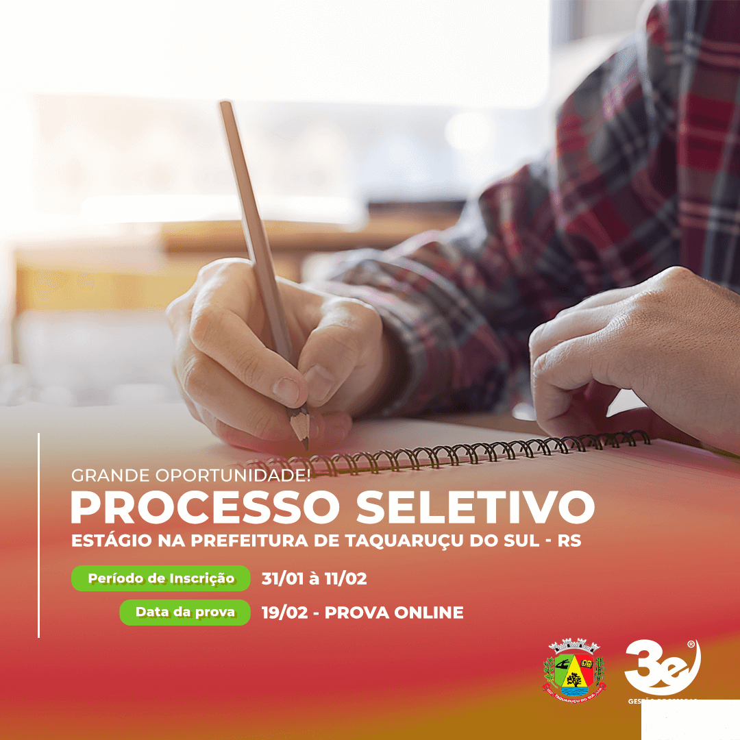 Administração de Taquaruçu do Sul abre processo seletivo para estagiários
