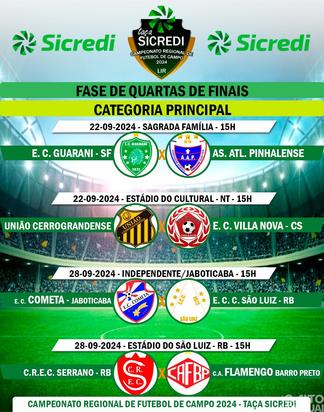 Taça Sicredi segue com jogos neste fim de semana