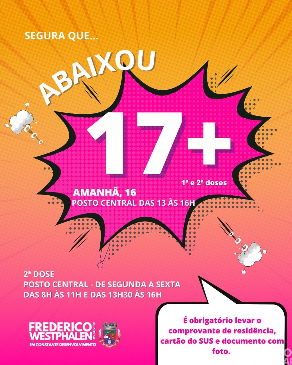 FW: vacinação para jovens de 17 anos inicia nesta quinta-feira