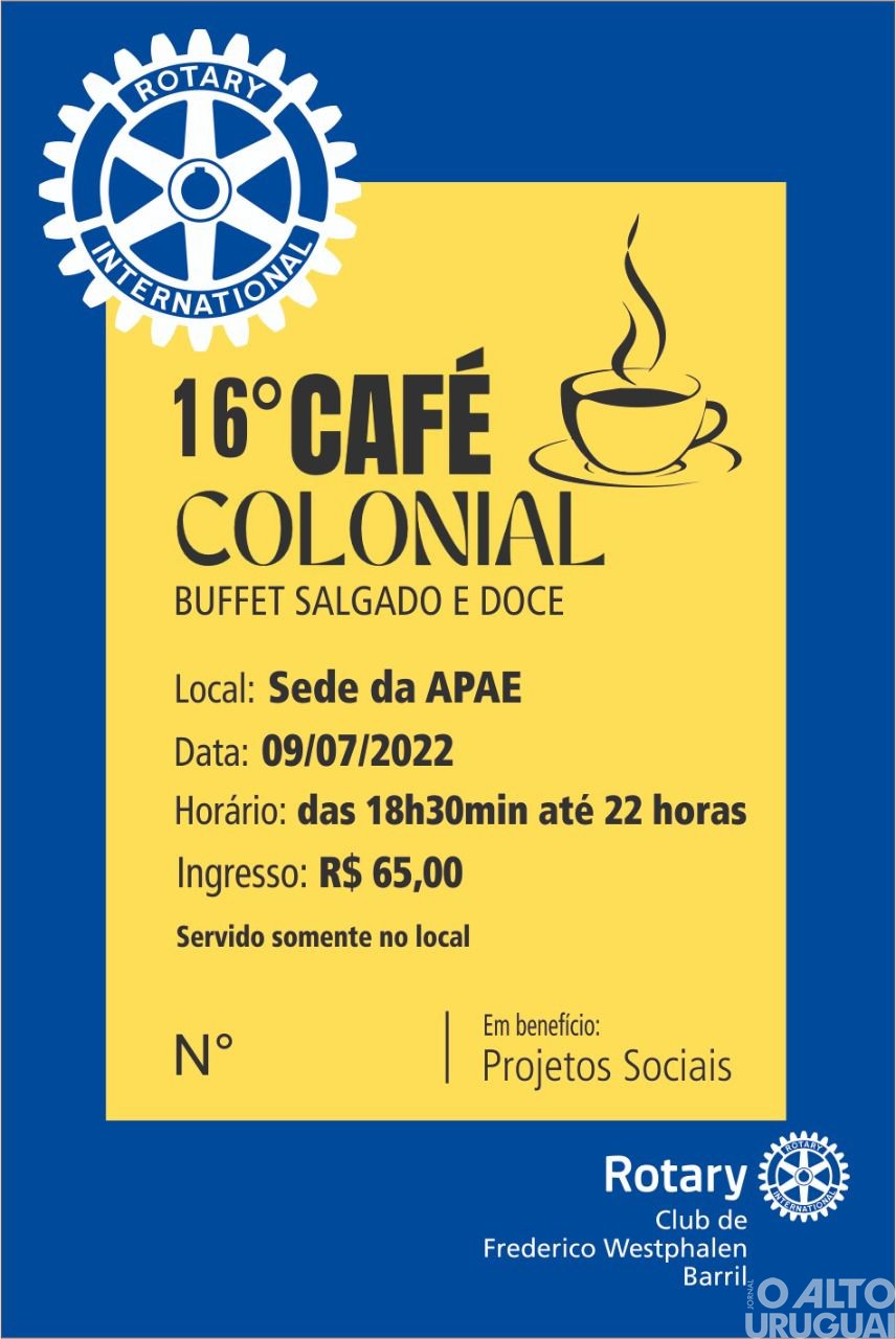 16° Café Colonial do Rotary Club Barril FW acontece no dia 9