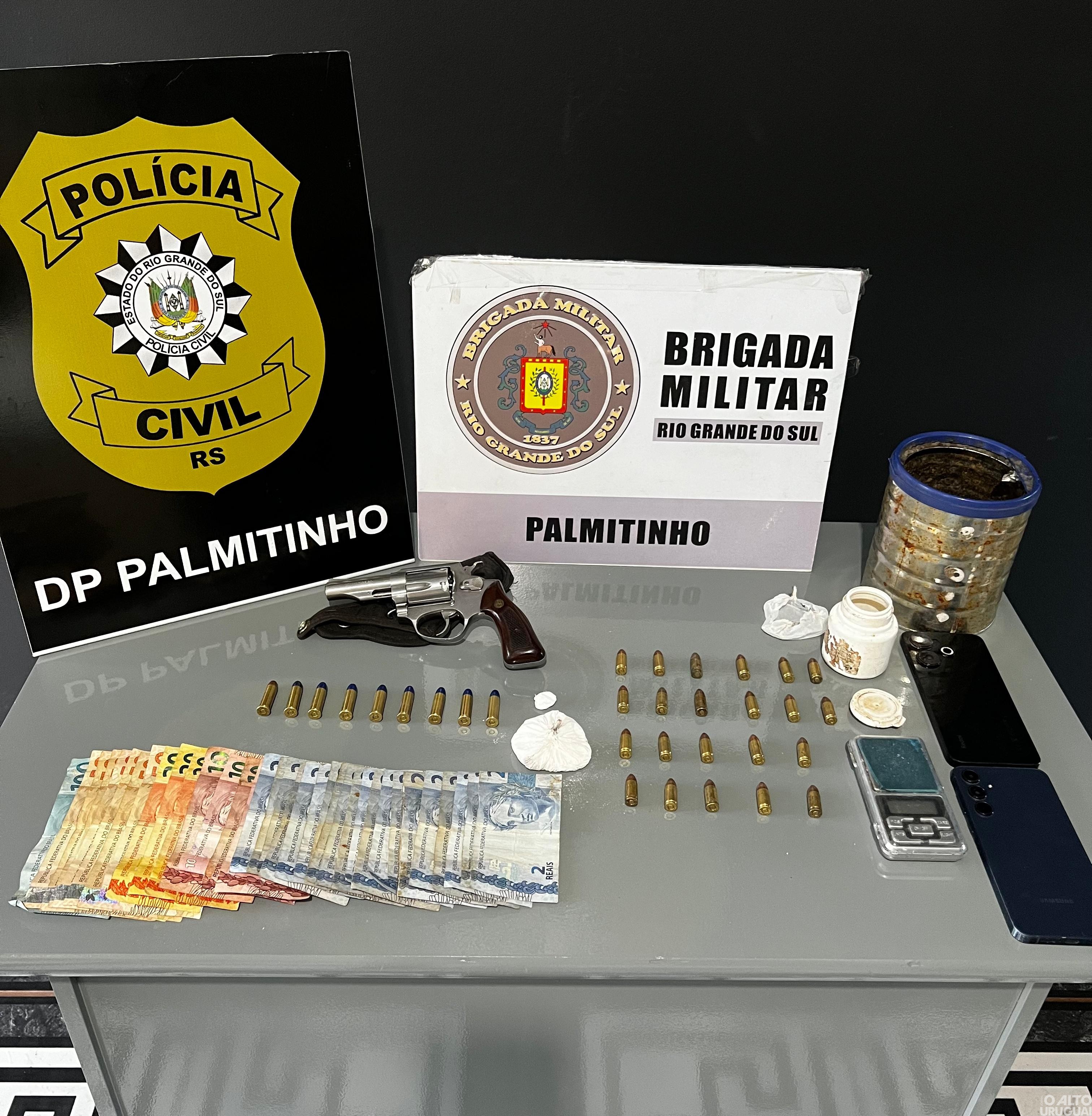 Homem é preso por tráfico de drogas e posse irregular de arma em Palmitinho