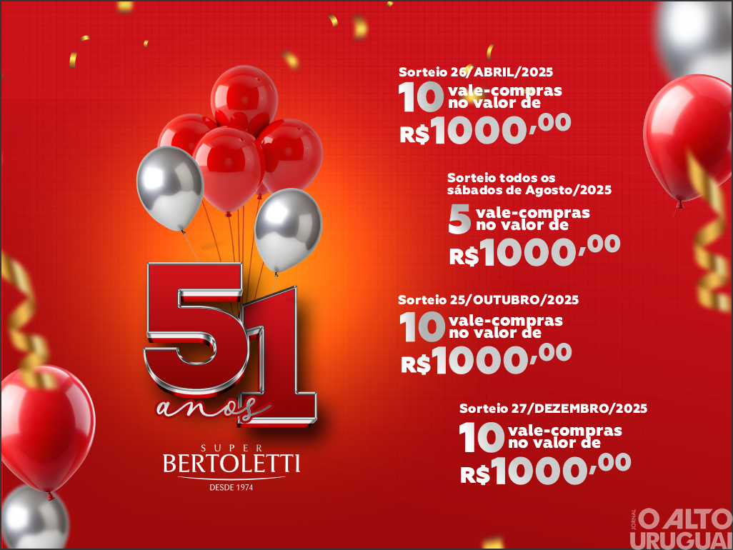 Supermercado Bertoletti lança campanha de 51 anos com prêmios para clientes