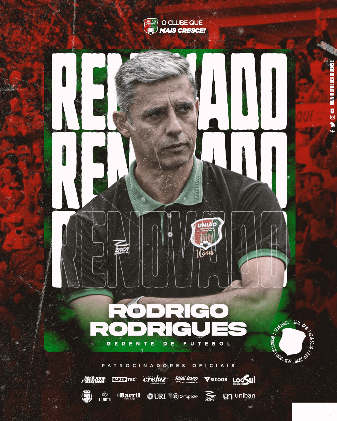 União-FW renova com gerente de futebol Rodrigo Rodrigues