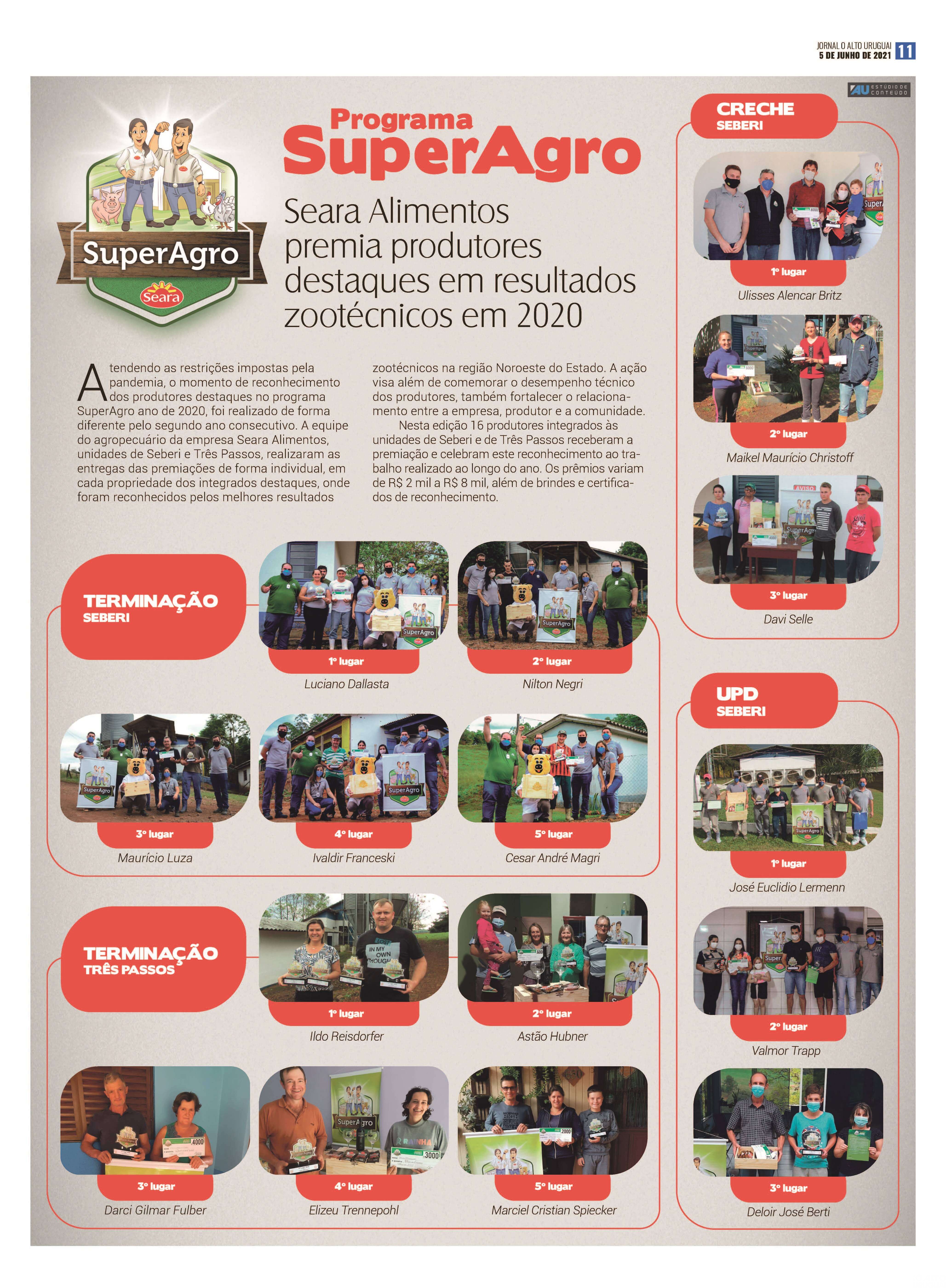 Seara Alimentos premia produtores destaques em resultados zootécnicos no ano 2020