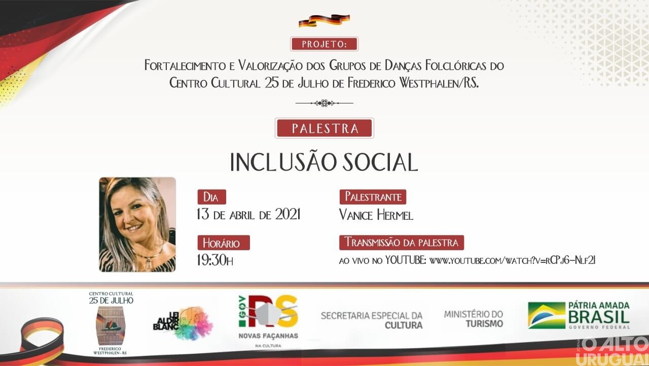 25 de Julho terá palestra virtual sobre a inclusão social