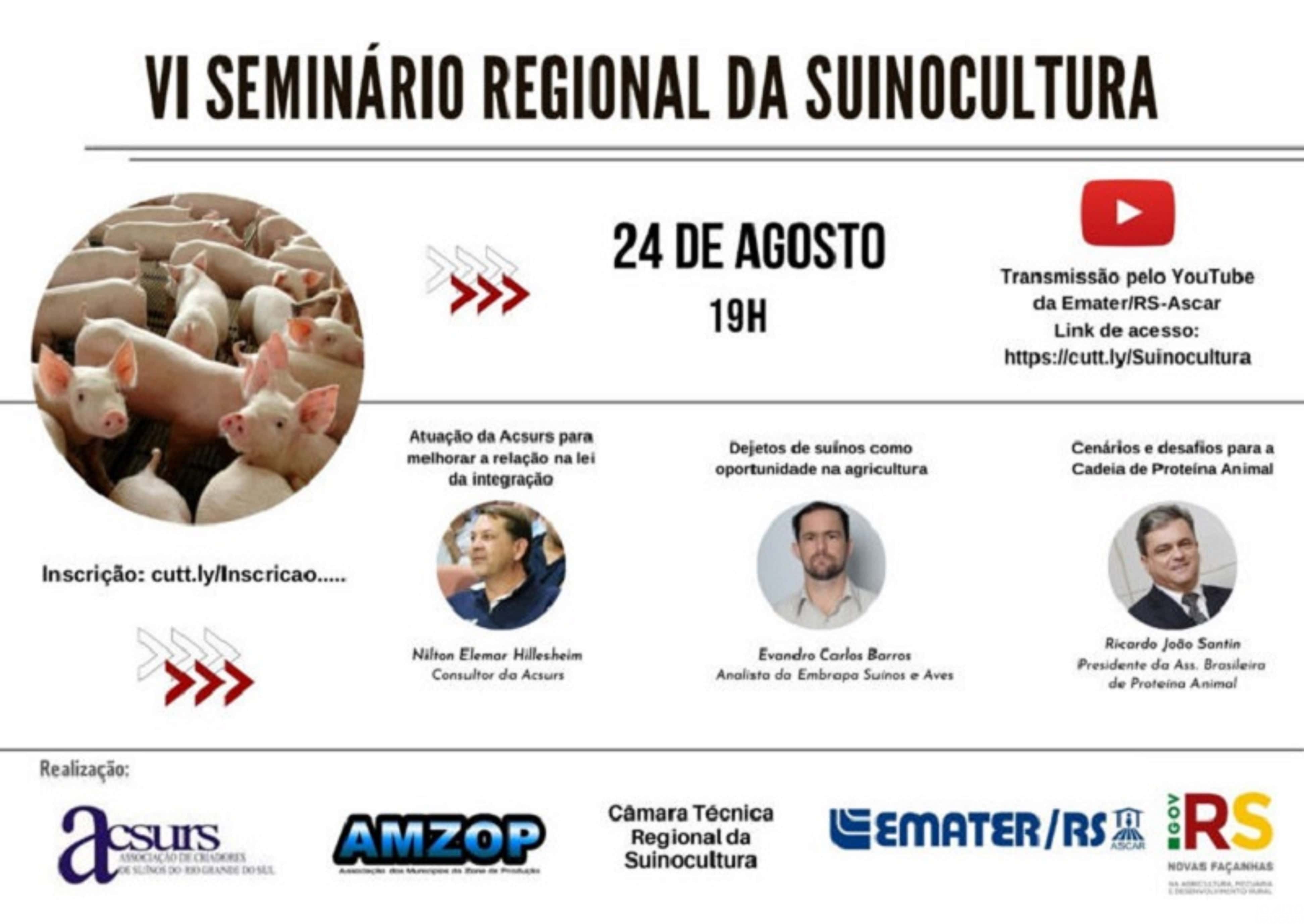 Seminário Regional da Suinocultura ocorre nesta terça-feira