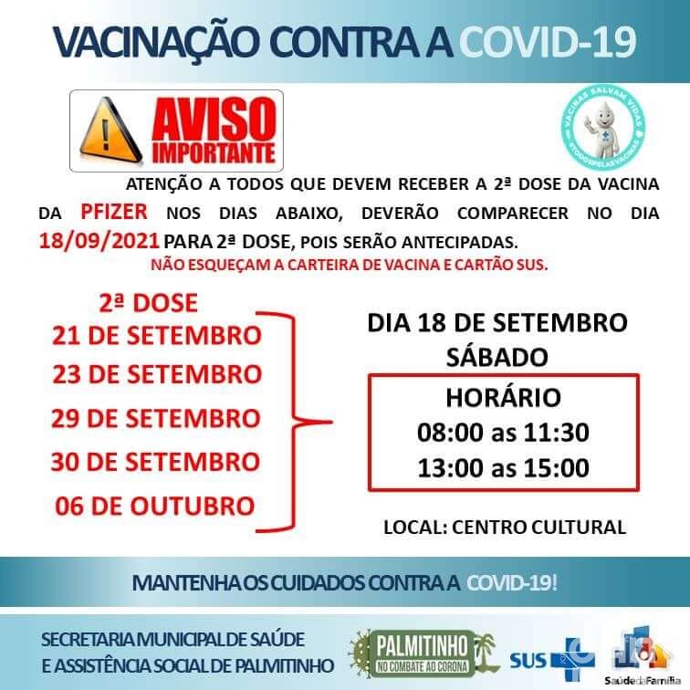 Palmitinho realizará plantão de vacinação no sábado