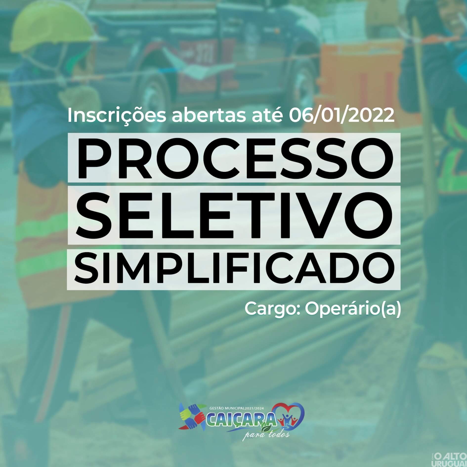 Prefeitura de Caiçara lança processo seletivo para contratar operário