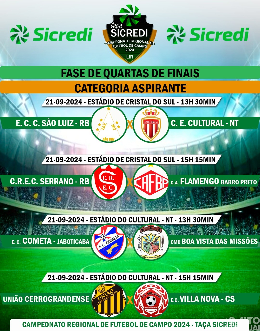 Taça Sicredi segue com jogos neste fim de semana