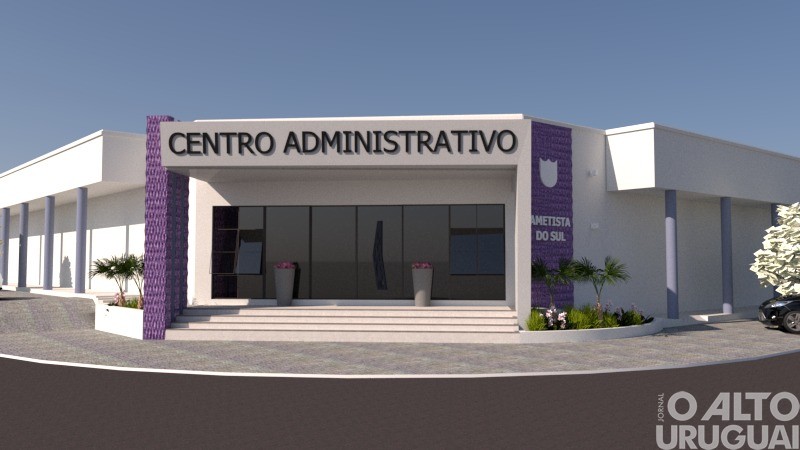 Prefeitura de Ametista do Sul passa por reestruturação na fachada e entorno do prédio