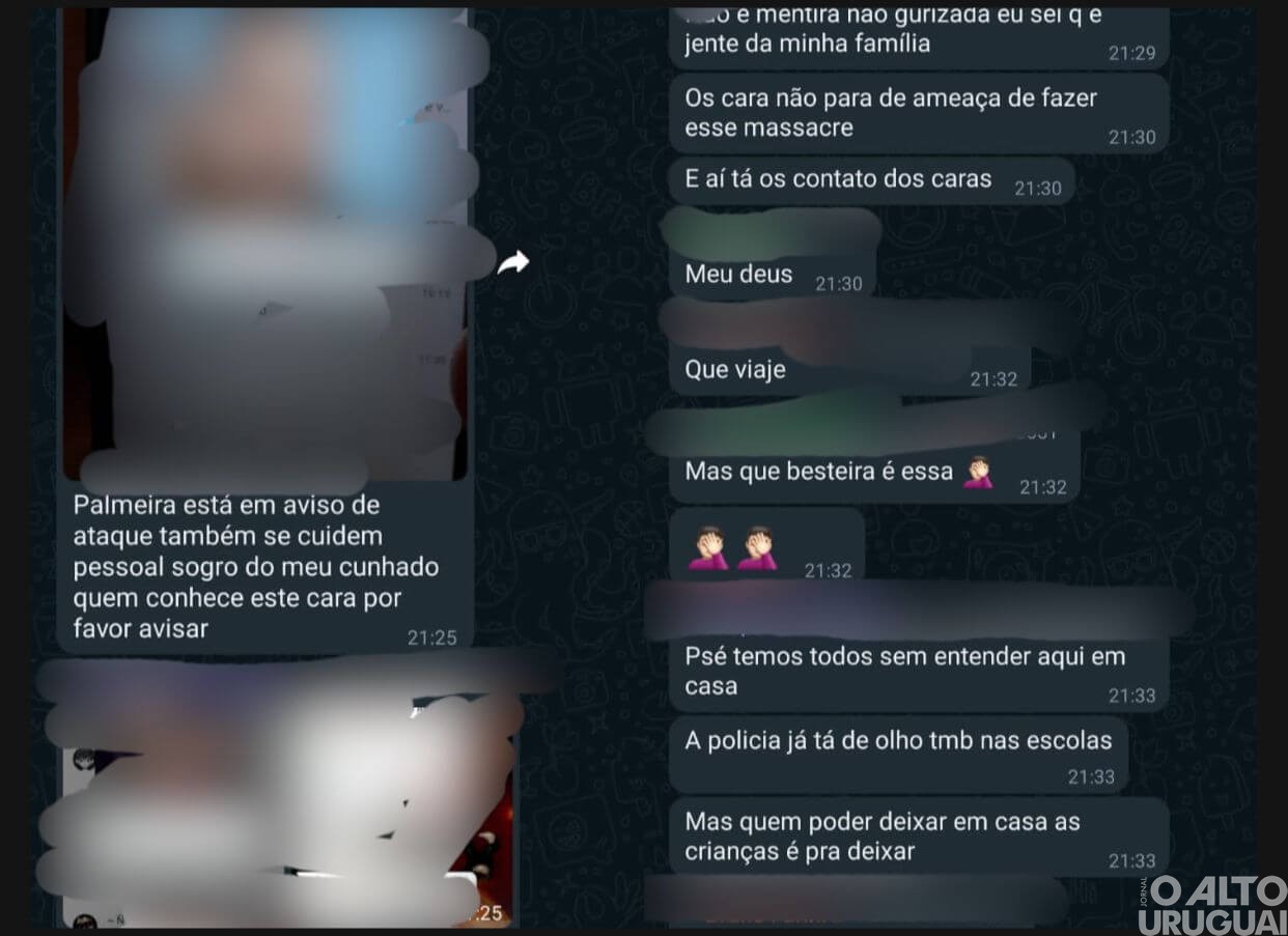 Prints de suposto ataque a escola de Palmeira das Missões assusta moradores